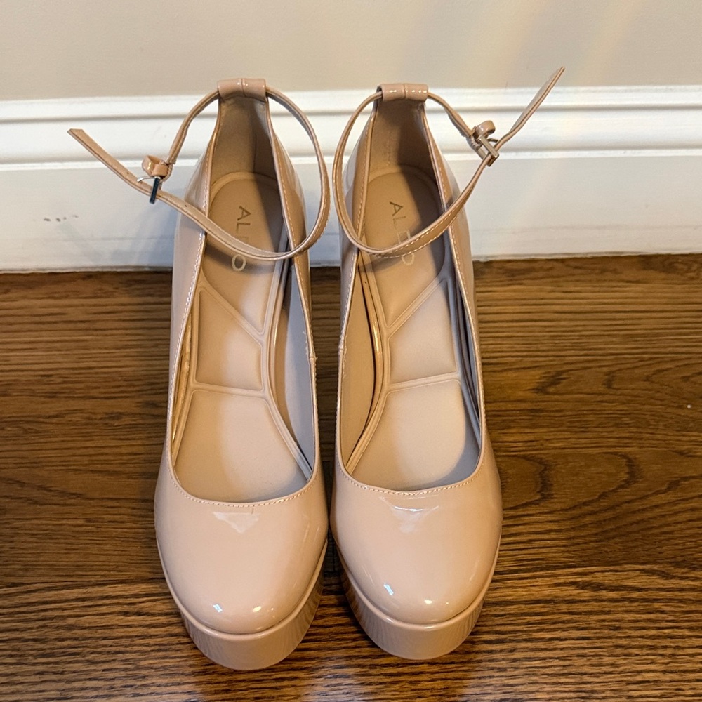 ALDO Blush Patent Platform Ankle-Strap Pumps